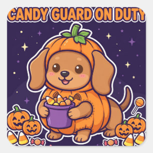 Quadrado Adesivo de Guarda de Doces em Serviço — Dachshund
