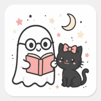 Quadrado Adesivo de Halloween do Fantasma Literato