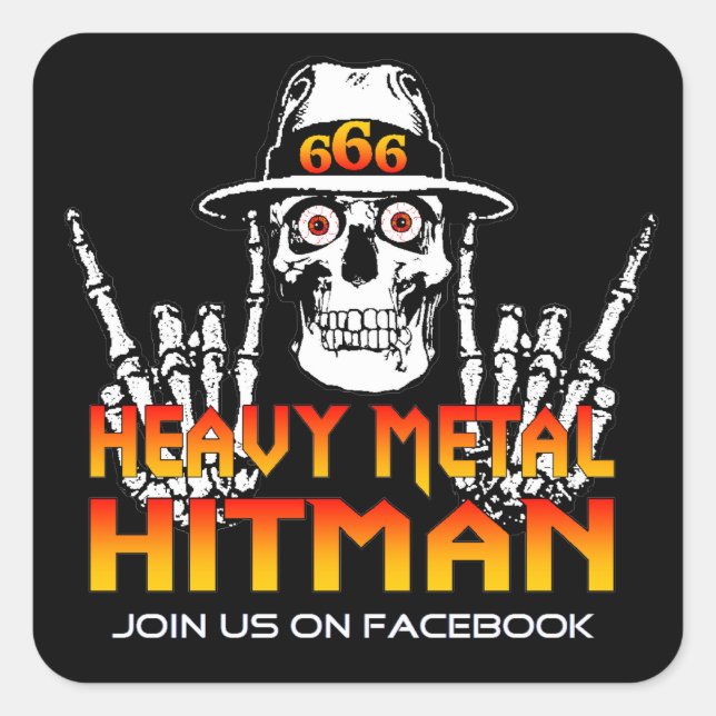 Quadrado Adesivo de Hitman de Metal Pesado (Frente)