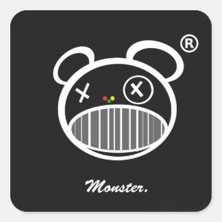 Quadrado Adesivo de Ícone Monster preto