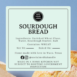 Quadrado Adesivo de Ingrediente de Sourdough de Menta Pálid