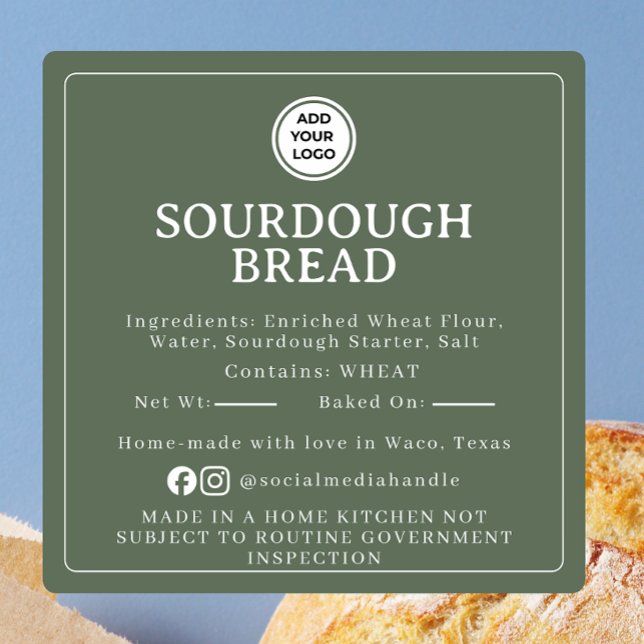 Quadrado Adesivo de Ingrediente de Sourdough Deep Sage Cott (Criador carregado)