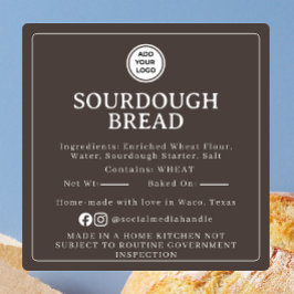 Quadrado Adesivo de Ingrediente de Sourdough Marrom para Le