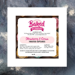 Quadrado Adesivo de Ingredientes da Padaria Rosa na Moda da