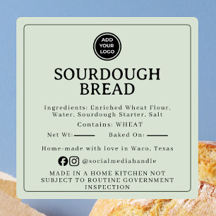 Quadrado Adesivo de Ingredientes de Sourdough Pale Sage Cot