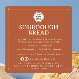 Quadrado Adesivo de Ingredientes de Sourdough Terracota