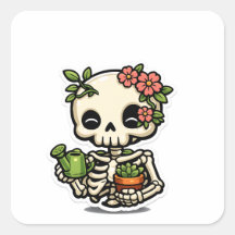 Adesivo de Jardineiro Esqueleto Floral Kawaii Fofo