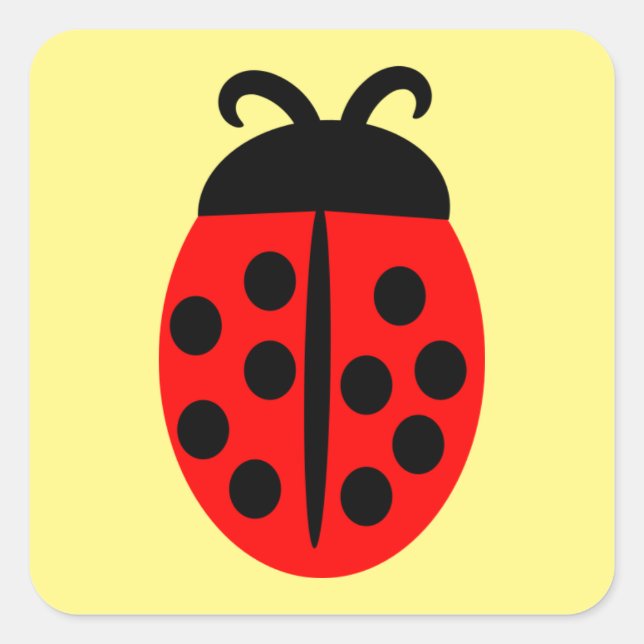 Quadrado Adesivo de Ladybug vermelho-bonito (Frente)