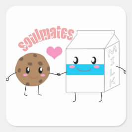 Quadrado Adesivo de leite e biscoitos (folha de 20)