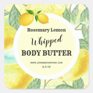 Quadrado Adesivo de Lemon de Aquarela de Produto Comercial 