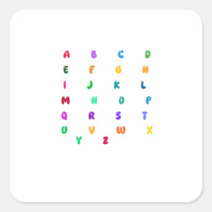 Quadrado Adesivo de Letra Alfabeto A-Z Colorido   Tipografi