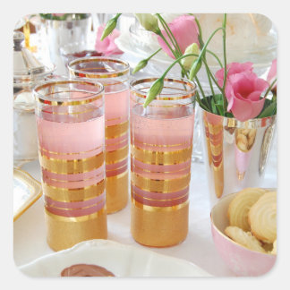 Quadrado Adesivo de limonada cor-de-rosa com chá