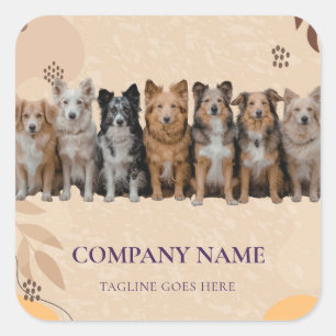Quadrado Adesivo de Logo de Cão Andarilho Boho / Acomodador