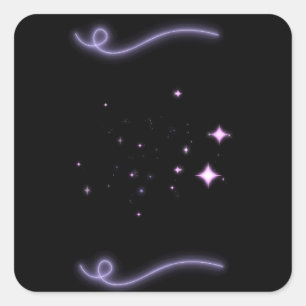 Quadrado Adesivo de Magia Sonhadora Estrelas Neon Preto R