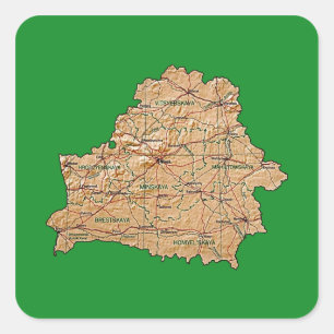Quadrado Adesivo de Mapa da Bielorrússia