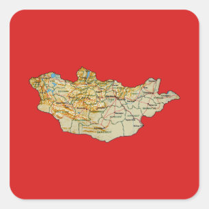 Quadrado Adesivo de Mapa da Mongólia