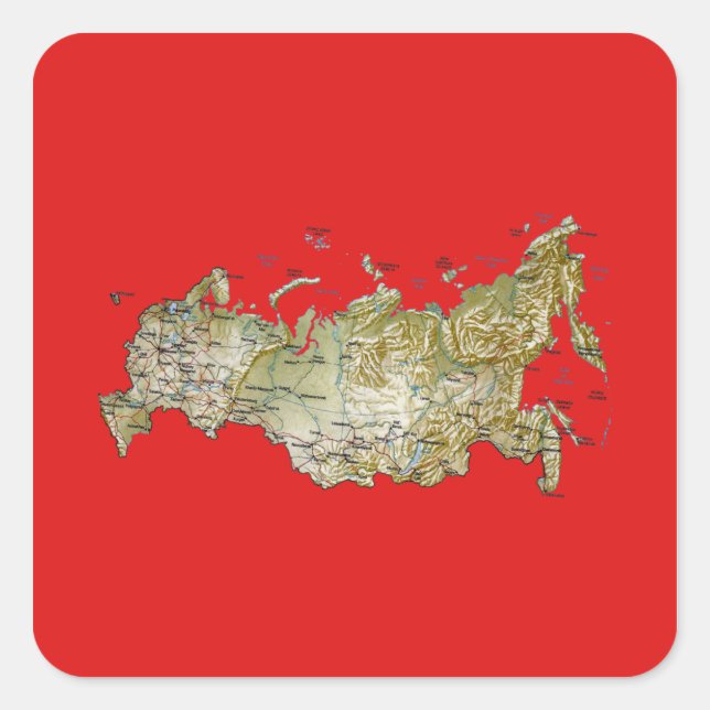 Quadrado Adesivo de Mapa da Rússia (Frente)