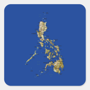 Quadrado Adesivo de mapa das Filipinas