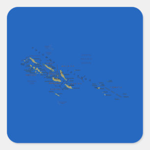 Quadrado Adesivo de mapa das Ilhas Salomão