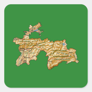 Quadrado Adesivo de mapa do Tajiquistão