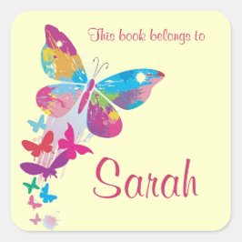Quadrado Adesivo de marcador de borboleta personalizado