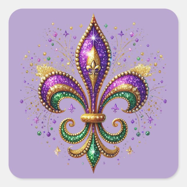 Quadrado Adesivo de Mardi Gras (Frente)