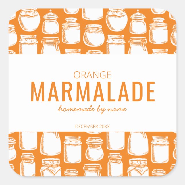 Quadrado Adesivo de Marmelada de Laranja Caseira (Frente)