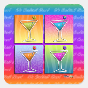 Quadrado Adesivo de MARTINI de Pop Art (quadrado)