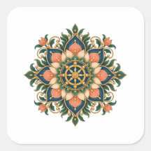 Adesivo de Meditação Mandala Roda do Darma Lótus