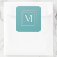 Adesivo de Monograma Moderno em Azul e Branco Past