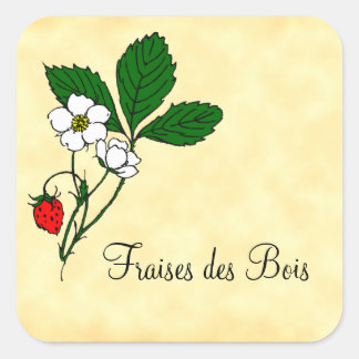 Quadrado Adesivo de Morango Silvestre Fraises des Bois