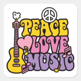 Quadrado Adesivo de Música Peace Love