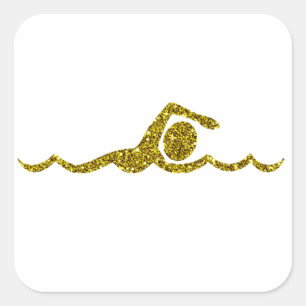 Quadrado Adesivo de Natação Dourado