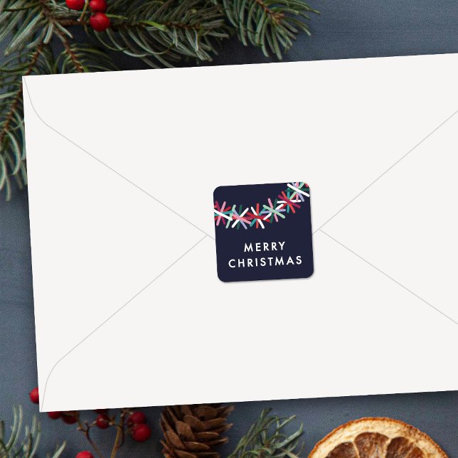 Quadrado Adesivo de Natal Alegre Guarlanda de Purpurina Col (Criador carregado)