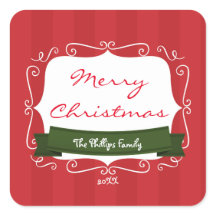 Adesivo de Natal Caprichoso Listrado de Vermelho e