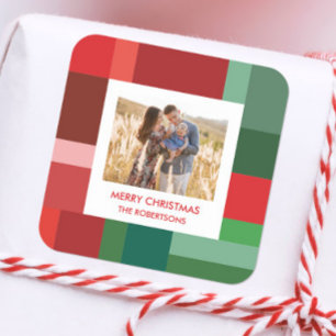 Quadrado Adesivo de Natal com Bloco de Cores Geométricas Vi