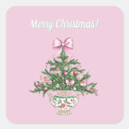 Quadrado Adesivo de Natal com Design Chinesice