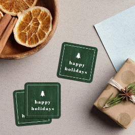 Quadrado Adesivo de Natal com Textura de Madeira de Árvore 