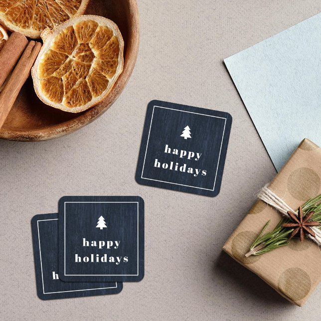 Quadrado Adesivo de Natal com Textura de Madeira de Árvore  (Criador carregado)