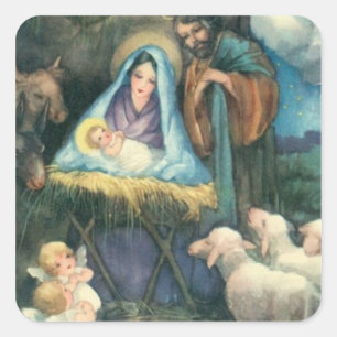 Quadrado Adesivo de Natal da Era Vitoriana