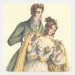 Quadrado Adesivo de Natal de Casal com Estilo Antigo Vitori