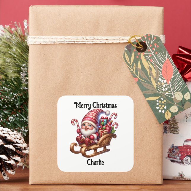 Quadrado Adesivo de Natal de gnomo fofo (Feriado)