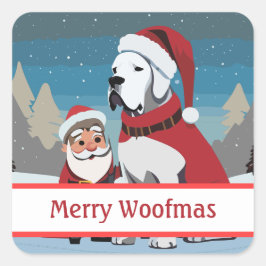 Quadrado Adesivo de Natal do Great Dane Merry Woofmas