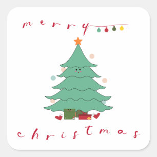Quadrado Adesivo de Natal Kawaii 