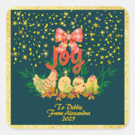 Quadrado Adesivo de Natal no país das galinhas