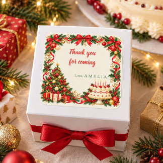 Quadrado Adesivo de Natal Personalizado de Aniversário de O