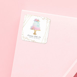 Quadrado Adesivo de Negócios da Cake Co Personalizado