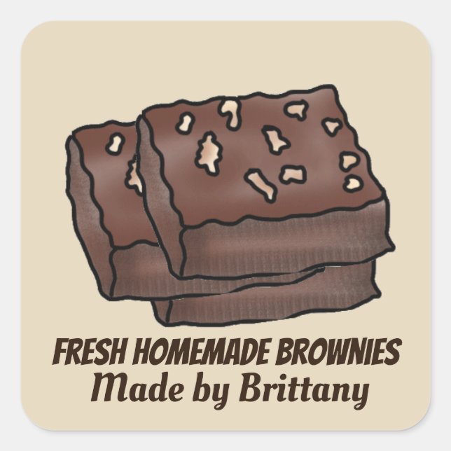 Quadrado Adesivo de nome do sobrenome de brownies recém-fab (Frente)