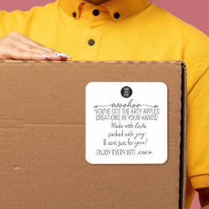Quadrado Adesivo de Obrigado Woohoo – Marca Personalizada