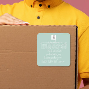 Quadrado Adesivo de Obrigado Woohoo – Marca Personalizada